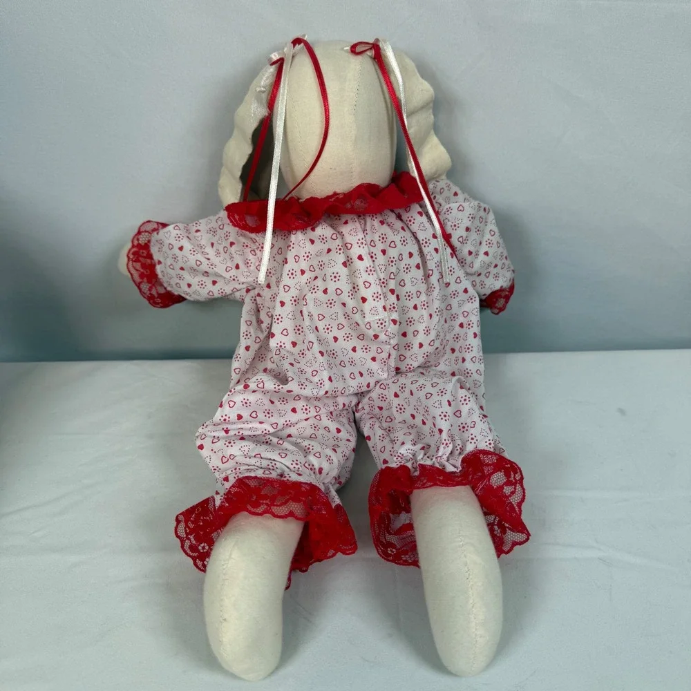 Vintage‎ Handmade Valentines Bunnies Rabbits Plush Stuffed Animal Decor 16